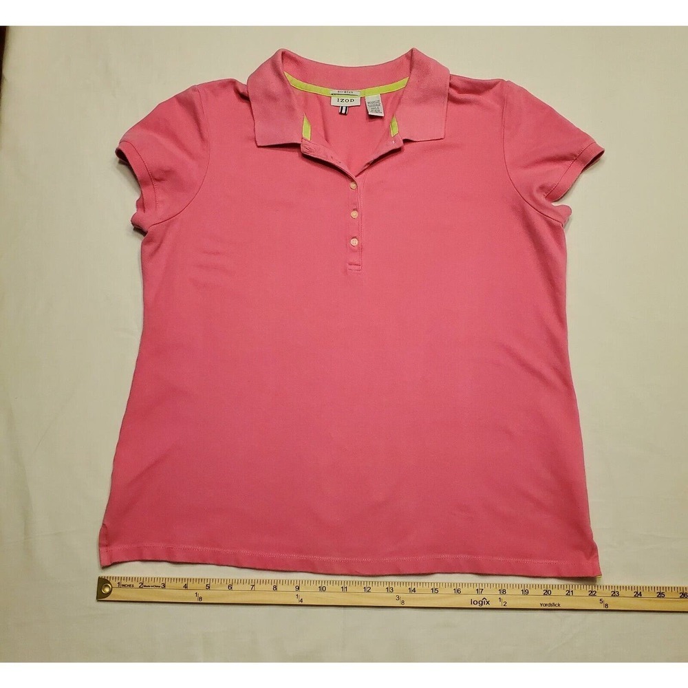 IZOD Womens Golf Polo Bright Pink Size XL Capped Logo Sleeve FX Cool Stretch